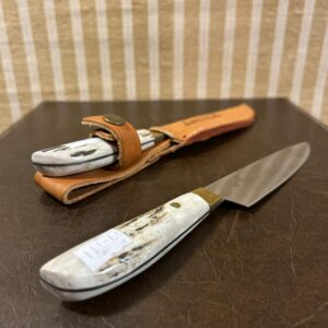 Cuchillo Artesanal cacha Asta de Ciervo c/ Funda de Cuero