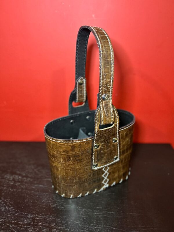 Canasta Matera Ovalada de Cuero