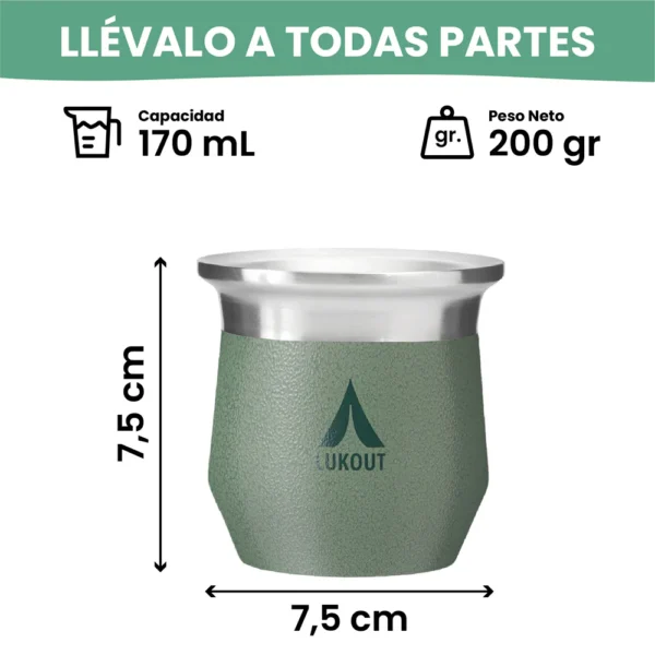 Mate térmico 170 ml + Tapa para mate